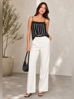 BCBGeneration Black and White Striped Tank- Medium
